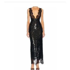 Miss Rosier Elegant Black Lace Evening Dress